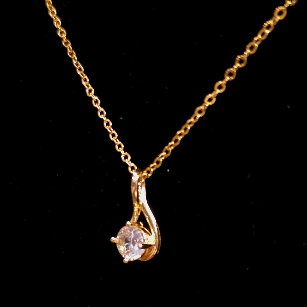 Certified 2 Carat Moissanite 18k Gold Plated Over Sterling Silver Necklace - Picture 9 of 13